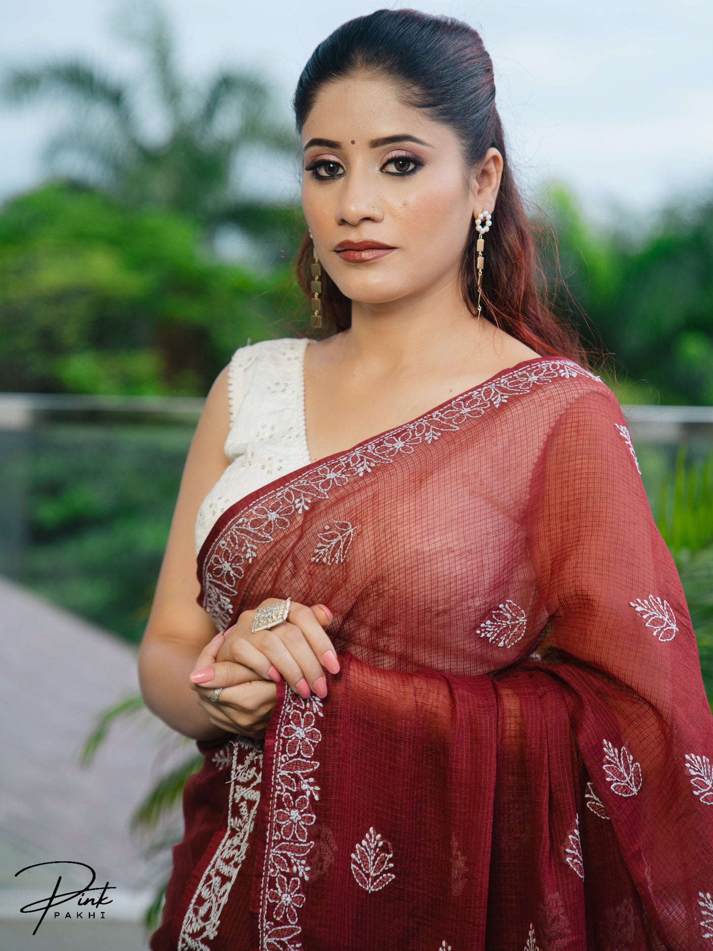 BROWN KOTA SAREE Pink Pakhi Pink Pakhi