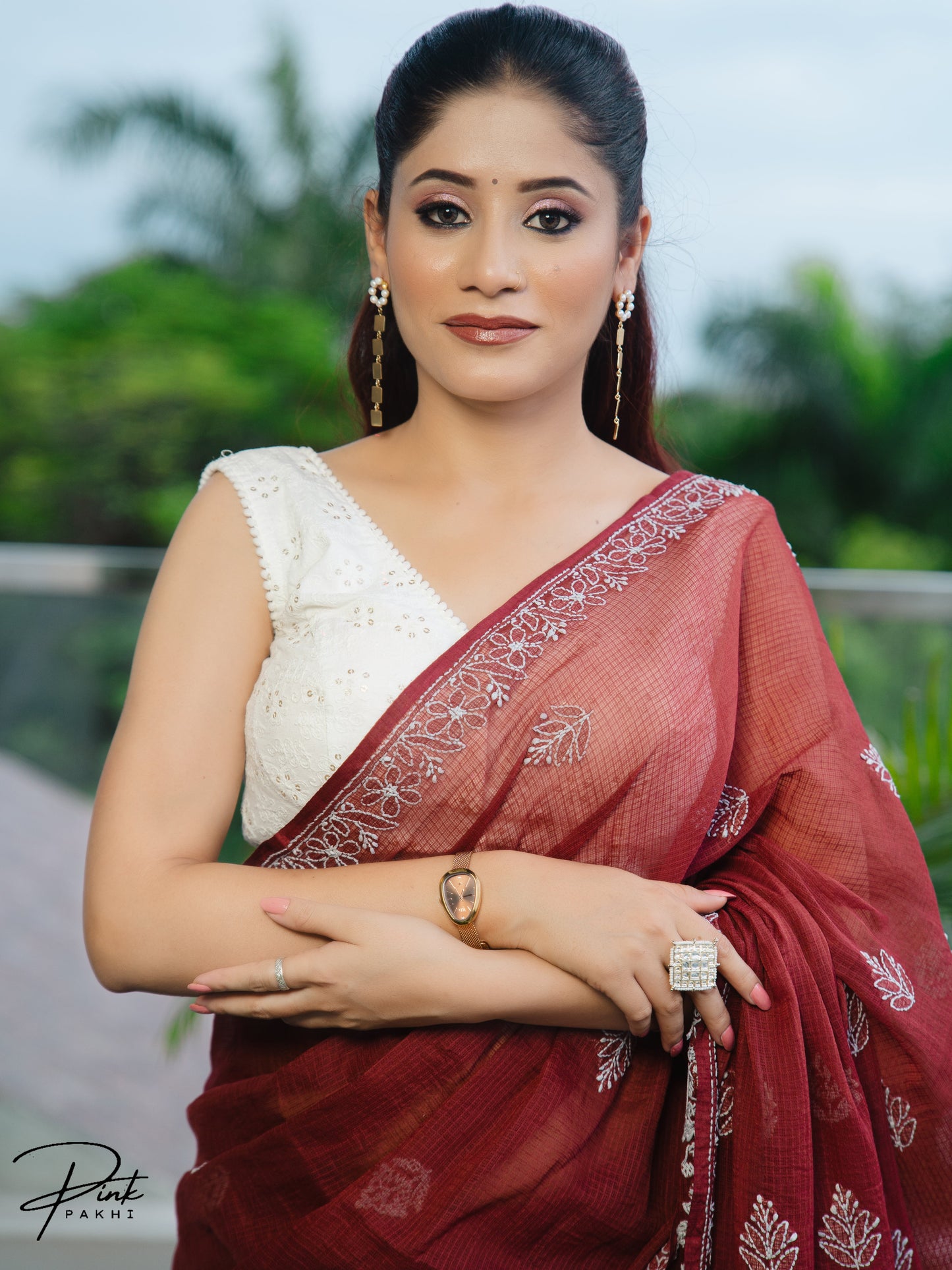 BROWN KOTA SAREE Pink Pakhi Pink Pakhi