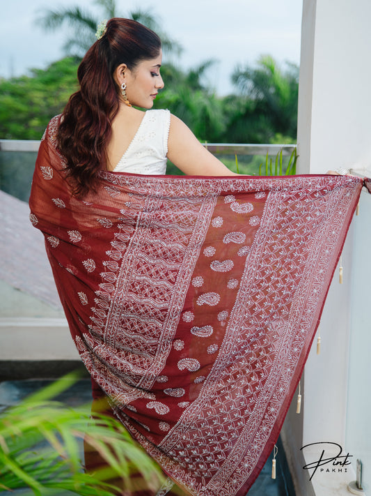 BROWN KOTA SAREE Pink Pakhi Pink Pakhi