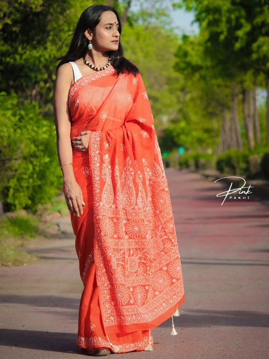 NARANGI - KOTA SAREE Pink Pakhi Pink Pakhi