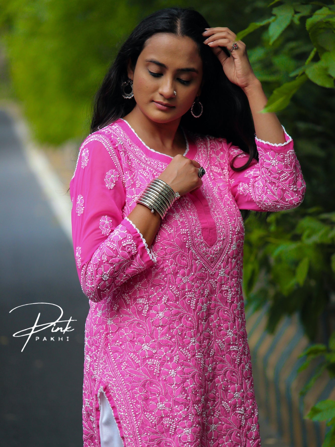 KURTA- CROTCHET BORDERS Pink Pakhi Pink Pakhi
