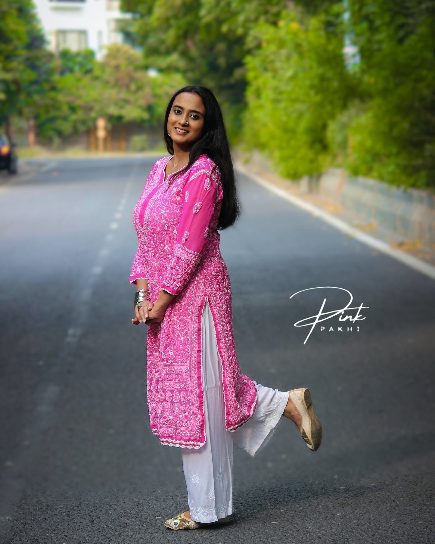KURTA- CROTCHET BORDERS Pink Pakhi Pink Pakhi