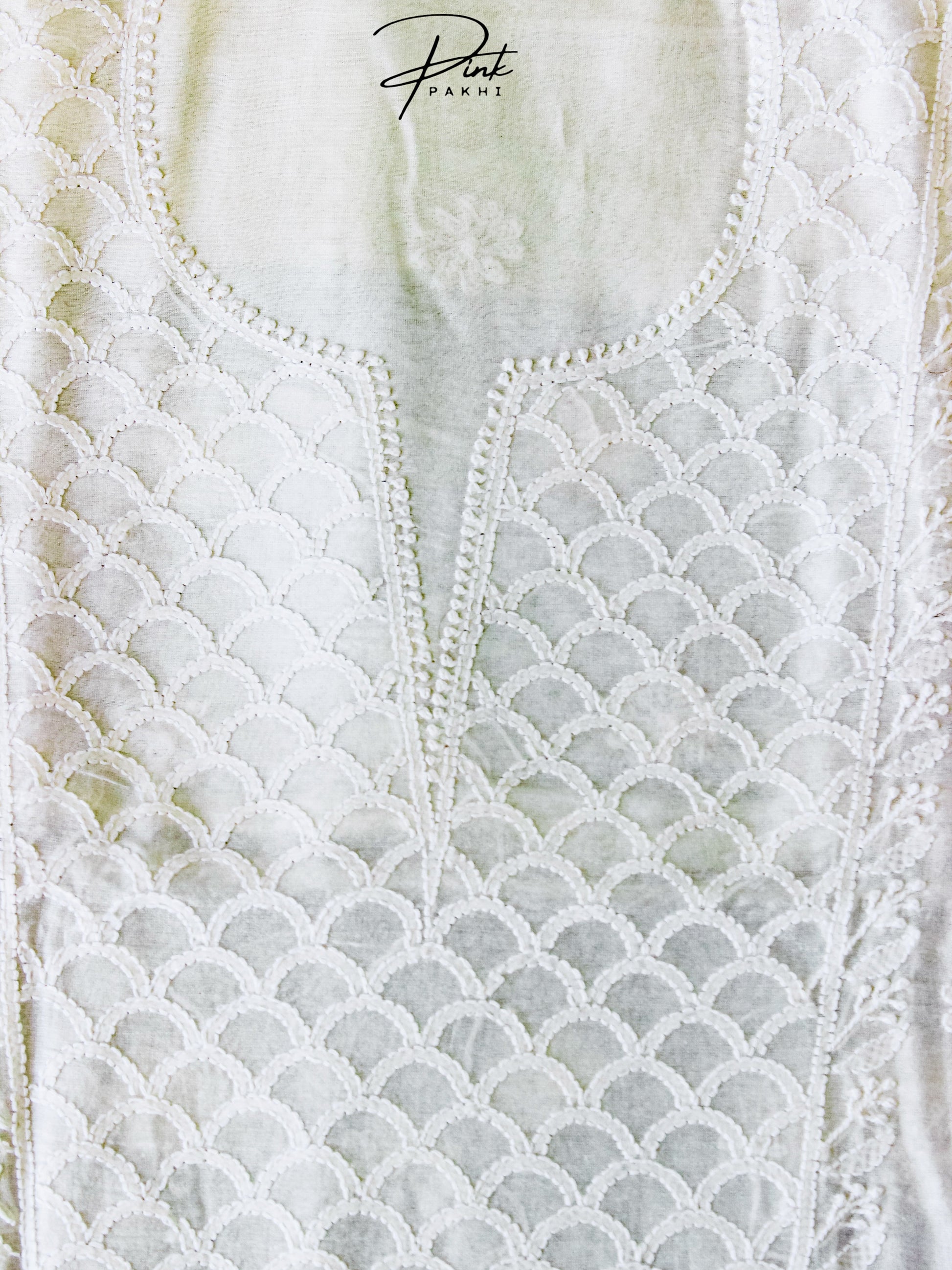 WHITE CHANDERI KURTA PIECE & DUPATTA SET Pink Pakhi Pink Pakhi