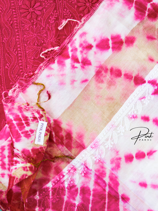 PINK CHANDERI KURTA PIECE & DUPATTA SET Pink Pakhi Pink Pakhi