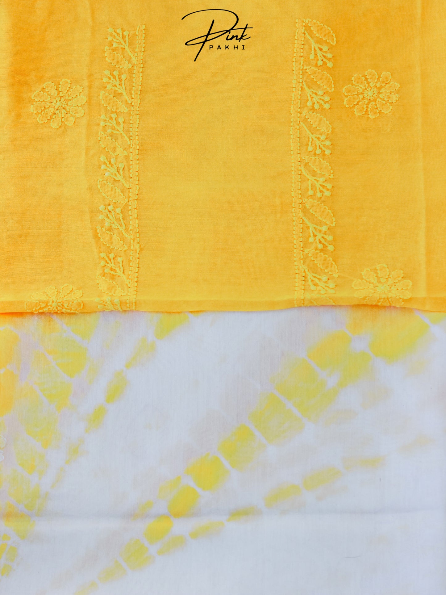 YELLOW CHANDERI KURTA PIECE & DUPATTA SET Pink Pakhi Pink Pakhi