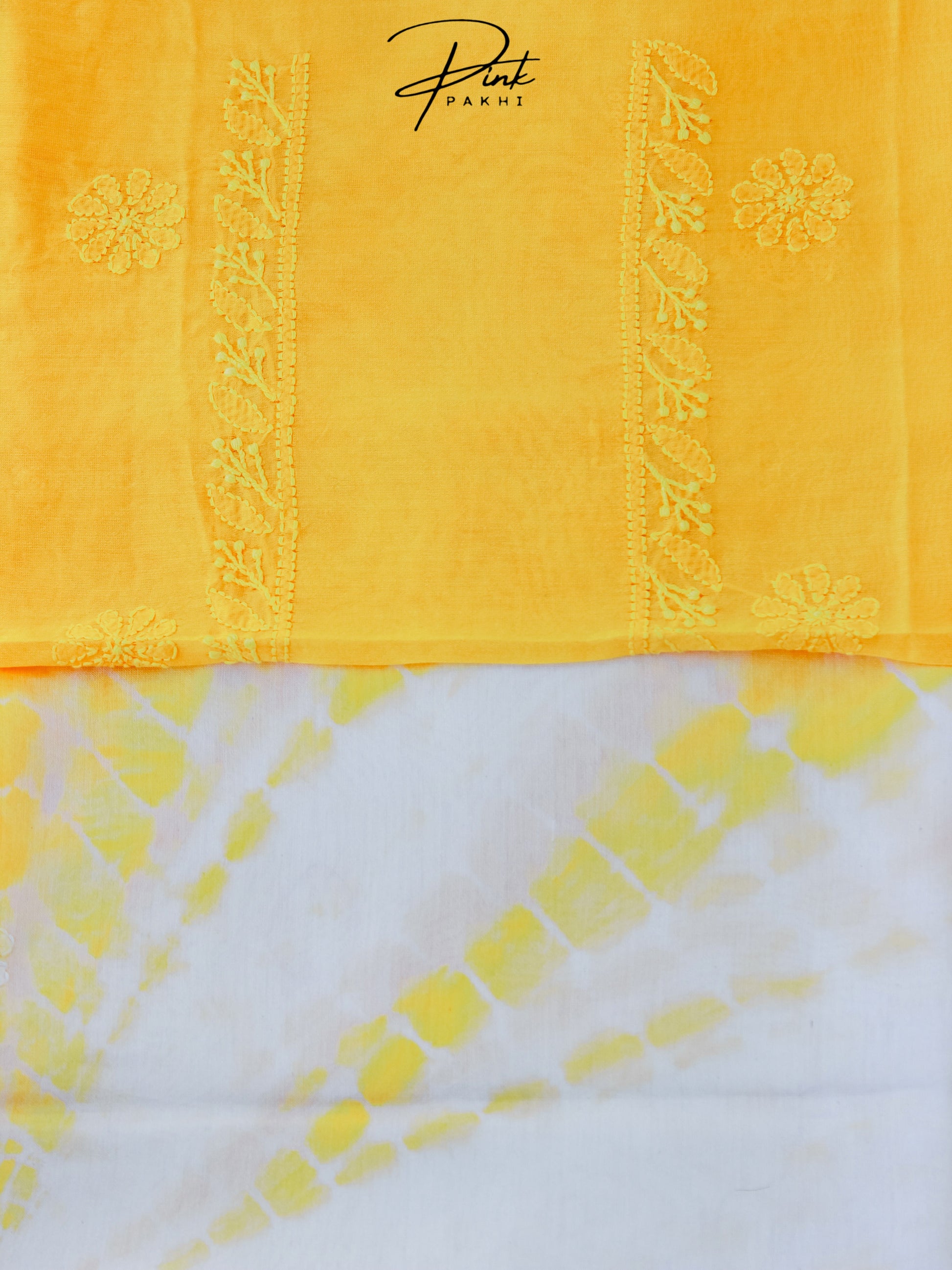 YELLOW CHANDERI KURTA PIECE & DUPATTA SET Pink Pakhi Pink Pakhi