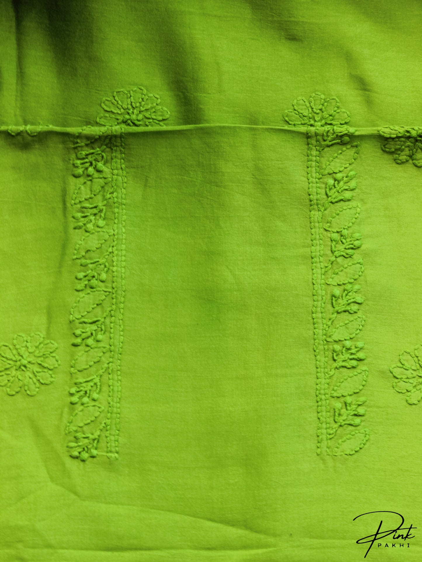 GREEN CHANDERI KURTA PIECE & DUPATTA SET Pink Pakhi Pink Pakhi