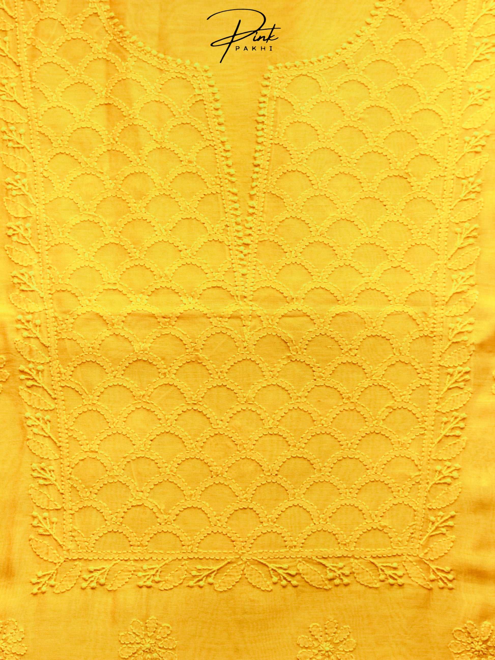YELLOW CHANDERI KURTA PIECE & DUPATTA SET Pink Pakhi Pink Pakhi