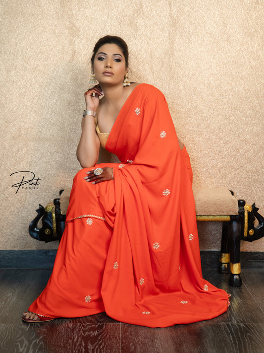 MAHIKA Pink Pakhi Pink Pakhi  saree