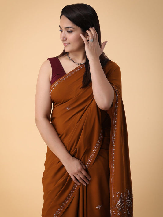 CARAMEL SOZNI SAREE Pink Pakhi Pink Pakhi