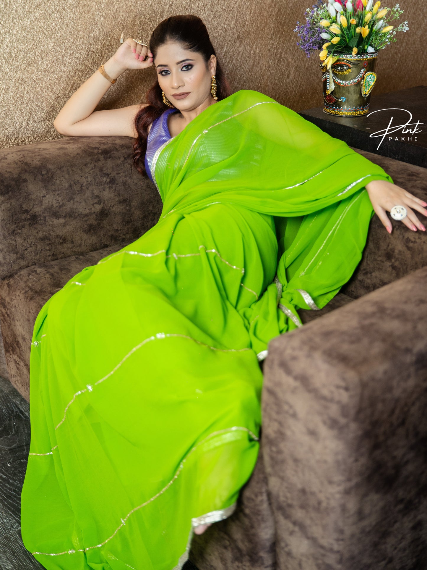 SHARVANI Pink Pakhi Pink Pakhi  saree