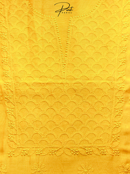 YELLOW CHANDERI KURTA PIECE & DUPATTA SET Pink Pakhi Pink Pakhi